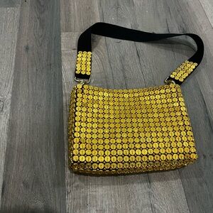 Gold tone Saint Benedict Medall-Embellished  Bag Handmade Art